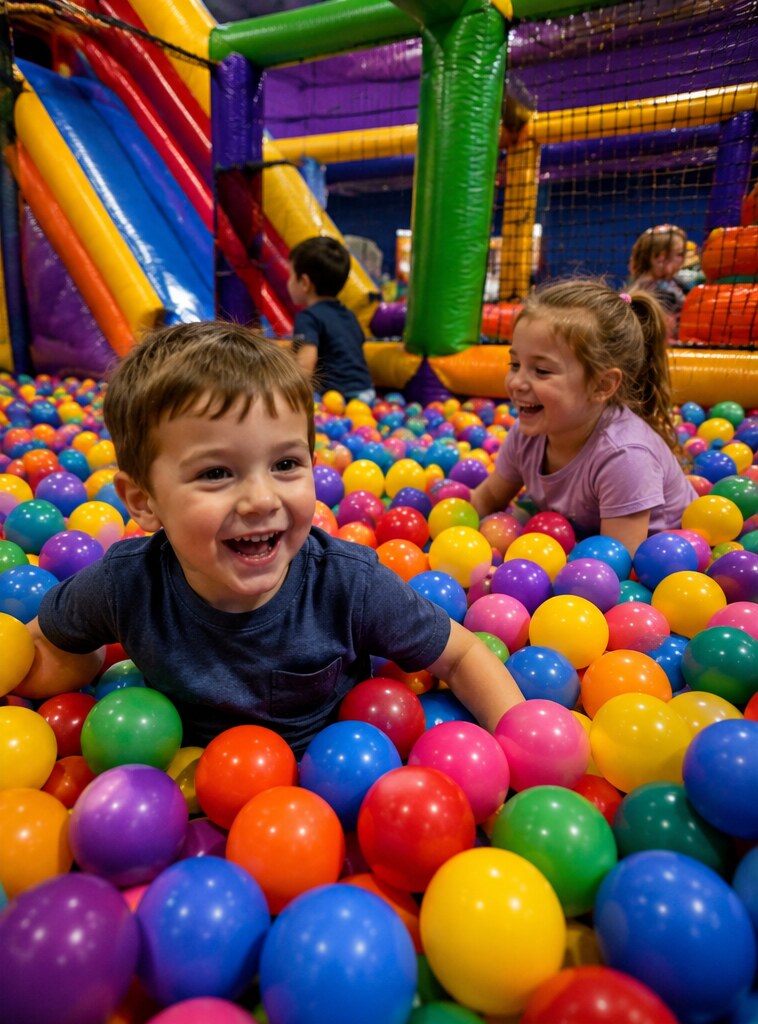 Kids playing in the ball pit at NKC Family Fun Park