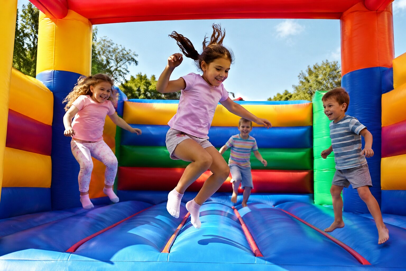 Kids jumping in the bounce house at NKC Family Fun Park