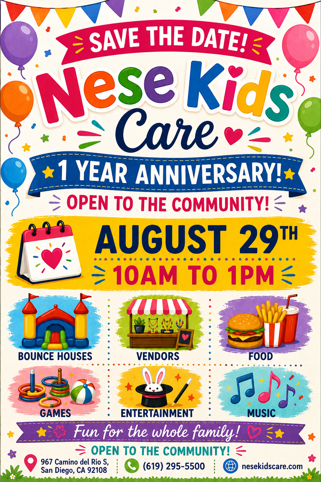 Nese Kids Care 1-Year Anniversary Save the Date
